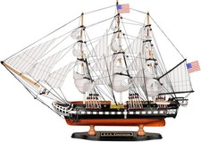 Handmade Wooden USS Constitution 'Old Ironsides' Model Ship in Glass Display Case — listing 5