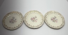 Vintage French Saxon China Co. Cream Floral Berry/Dessert Bowl with Scalloped Rim, Poppy Bouquet Center — listing 4