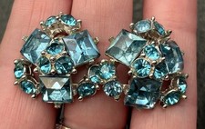 Vintage Rhinestone Marquise Cluster Clip-On Earrings — listing 2