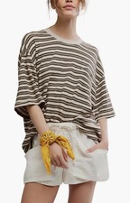 Free People Mixed Stripe Patchwork Polo Dress, Size Small, Peach/Multi, listing 2