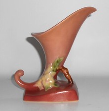 Roseville Pottery Snowberry Cornucopia Vase in Blue — listing 5