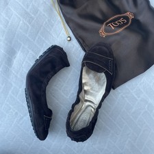 Tod's Black Suede & Patent Leather Ballet Flats with Bow, Size 6 — listing 5