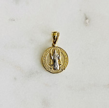 Saint Benedict Two-Tone Gold Oval Medal Pendant — listing 4