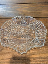Vintage Clear Pressed Glass Round Serving Platter with Paneled Radial Pattern — listing 6