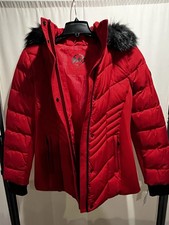 Deep Red Wool-Blend Coat with Faux Fur Trim Collar, Cuffs & Hem — listing 2