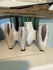 Japanese Ikebana Vase Stoneware Crescent Form 8 inch — listing 2
