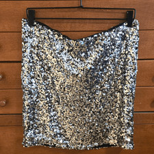 Silver Sequin Mini Dress with Cowl Neckline and Black Bow Straps — listing 3