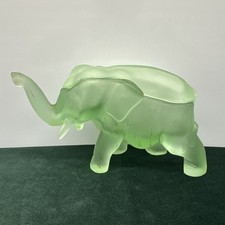 Vintage Green Glass Figural Elephant Canister Jar with Lid — listing 5