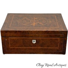 Victorian Burl Walnut Personal Effects / Vanity Box with Fitted Interior, 12x8x7 — listing 4