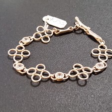 CG 925 Sterling Silver Multi-Strand Wheat Chain Bracelet with Floral Oval Stations, listing 2
