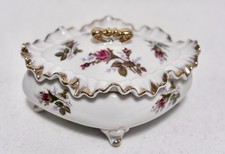 White Porcelain Covered Candy Dish with Gold Trim and Peaked Lid — listing 4
