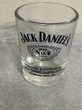 Jack Daniel's Whiskey Round Shot Glass, Clear with Black & Gold Logo, 2.75" Tall