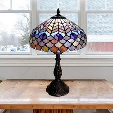 Tiffany-Style Stained Glass Peacock Figural Table Lamp — listing 5