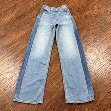 Wide-Leg Medium Wash Denim Jeans with Angled Yoke Detail — listing 2