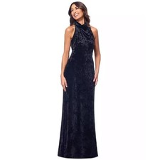 Betsy & Adam by Linda Bernell Black Velvet Beaded Empire-Waist Cocktail Dress, Size 14 — listing 5