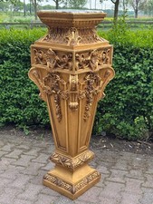 Pair of Louis XVI Style Cream Painted & Parcel-Gilt Pedestals with Ribbon-and-Swag Mounts — listing 5