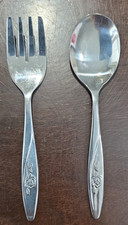 Baby Fork and Baby Spoon Set with Floral Handle Pattern and Monogram