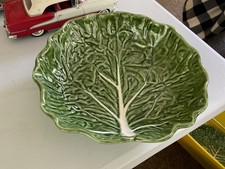 Vintage Yellow Majolica-Style Cabbage Leaf Bowl with White Vein Detail — listing 6
