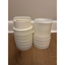 Vintage Tupperware Pastel Hamburger / Patty Press Keeper Set with Storage Rack — listing 2