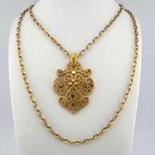 Silver-Tone Puffed Filigree Heart Pendant with Pavé Rhinestones, 1-1/2" Wide — listing 2