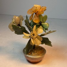 Vintage Chinese Carved Hardstone Flowering Tree in Cloisonné Enamel Jardinière — listing 6