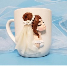 Handmade Polymer Clay Wedding Cake Topper — Bride & Groom Figurine — listing 3