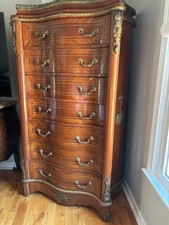 French Louis XV/XVI Transitional Style Marble-Top Marquetry Petite Commode with Ormolu Mounts