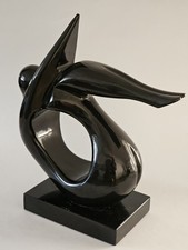 Abstract Carved Marble Sculpture on Hardwood Base, attributed to Niizuma (unverified) — listing 3
