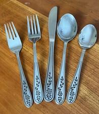 Stanley Roberts Mid-Century Modern Stainless Steel Flatware 5-Piece Place Setting