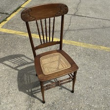 Antique Victorian Pressed-Back Oak Child's High Chair with Swing Tray — listing 6