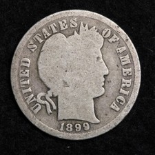 Barber Silver Dime (Liberty Head), 90% Silver, Heavily Circulated — listing 5