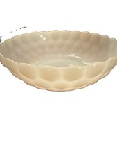 Vintage White Milk Glass Bubble Pattern Bowl with Scalloped Rim