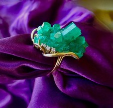 brutalist emerald 14k Brutalist 14k Gold Rough Emerald Ring