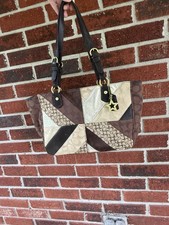 Coach Signature Patchwork Multicolor Leather & Jacquard Shoulder Bag (photo of a photo on a tablet screen) — listing 5