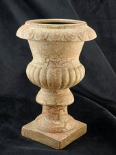 Pair of Decorative Resin Urns with Iridescent Glaze and Scrolled Finials — listing 6