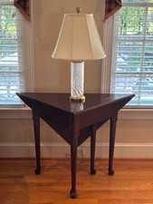 Antique Drop-Leaf Gateleg Table with Spool-Turned Legs and Stretcher — listing 3