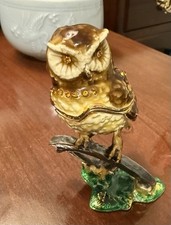Enameled Metal Owl Figural Hinged Trinket Box with Rhinestone Accents — listing 5