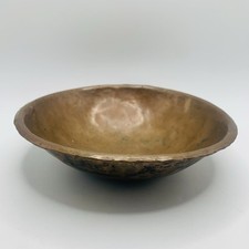 Antique Hand-Hammered Tinned Copper Scalloped-Rim Bowl / Planter — listing 6