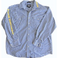 Men's Y2K Western Snap-Front Short Sleeve Gingham Shirt with Embroidered Crest — listing 4