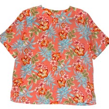 Vintage Tropical Hawaiian Floral Print Button-Up Blouse Brand name is legible — listing 5