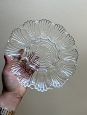 Vintage Clear Glass Deviled Egg Serving Plate, 10 inch, Thumbprint Egg Wells — listing 3