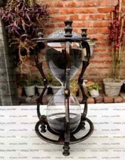 Vintage Brass Hourglass Sand Timer, 5 in. Tall, White Sand