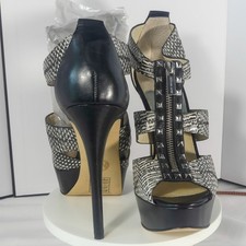 Michael Kors Snakeskin-Embossed Platform Slingback Sandals, Size 6M — listing 3