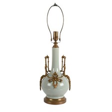 Chinese-Style Celadon Porcelain Table Lamp with Relief Phoenix Medallion and Elephant-Head Handles — listing 4