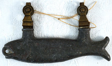 Antique Lead Fish Trolley Weight with Brass Pulley Rig Fishing Sinker — listing 2