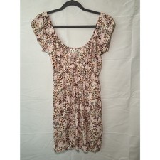 Roxy Mustard Yellow Floral V-Neck Cinched Front Mini Dress, Size Medium — listing 4