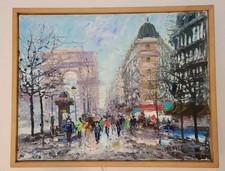 Framed Parisian Street Scene Print with Storefronts (Confiserie, Patisserie, Passage Voltaire)