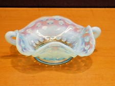 Blue Opalescent Hobnail Glass Cream Pitcher / Small Creamer — listing 2