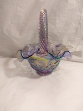 Fenton Neo Violet (Alexandrite) Glass Basket with Twisted Handle and Ruffled Rim — listing 6