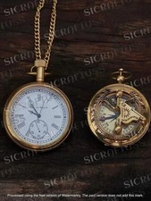 Antique Gold-Filled Watch Chain Fob with Compass Pendant and T-Bar, listing 5